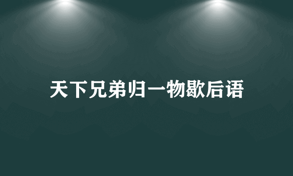 天下兄弟归一物歇后语