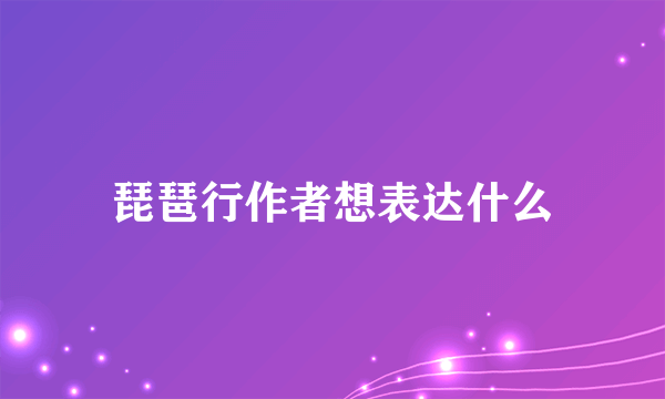 琵琶行作者想表达什么