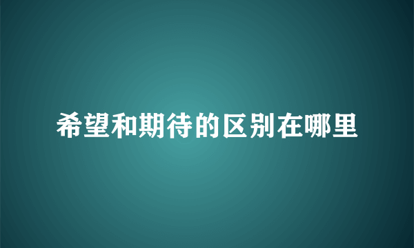 希望和期待的区别在哪里
