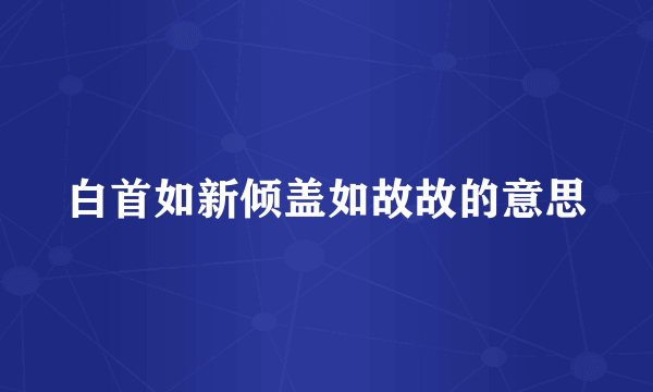 白首如新倾盖如故故的意思