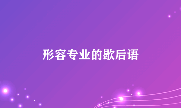 形容专业的歇后语