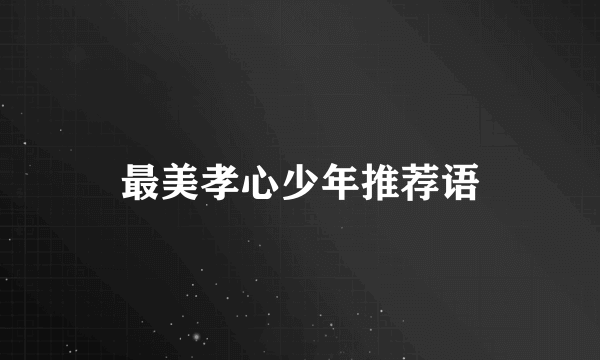最美孝心少年推荐语
