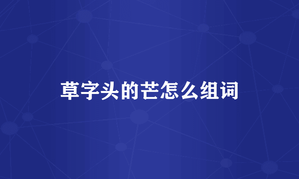 草字头的芒怎么组词