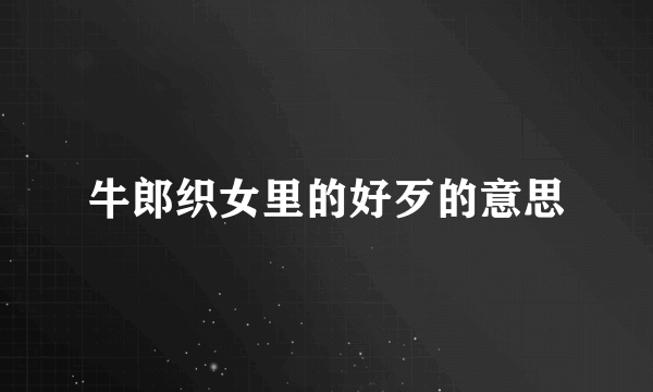 牛郎织女里的好歹的意思