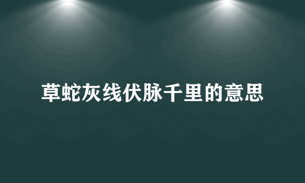 草蛇灰线伏脉千里的意思