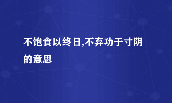 不饱食以终日,不弃功于寸阴的意思