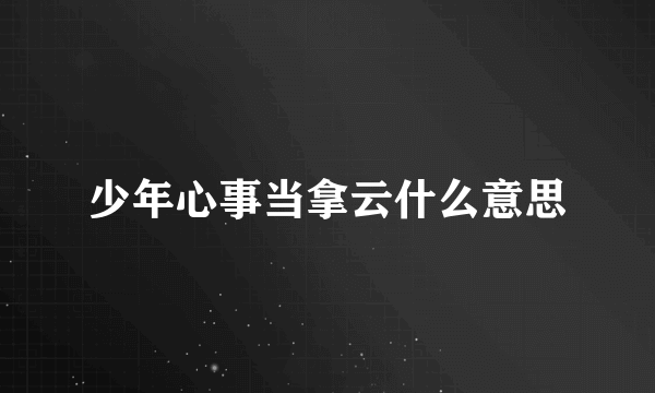 少年心事当拿云什么意思