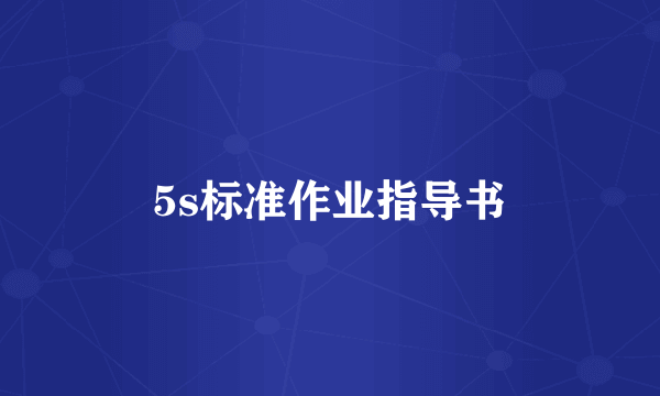5s标准作业指导书