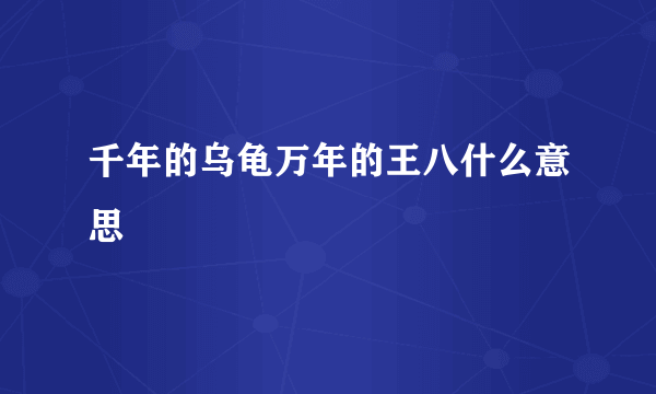 千年的乌龟万年的王八什么意思