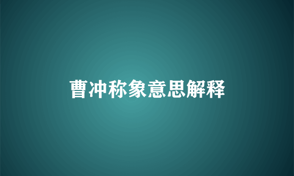 曹冲称象意思解释