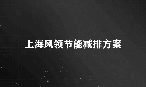 上海风领节能减排方案