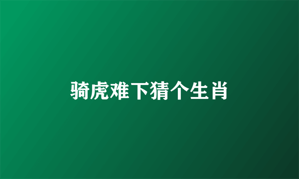 骑虎难下猜个生肖