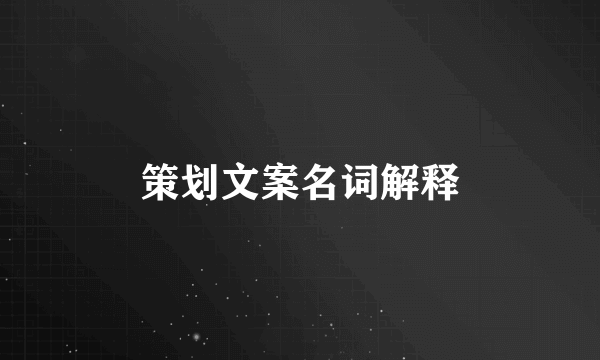 策划文案名词解释