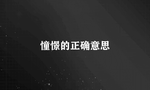 憧憬的正确意思