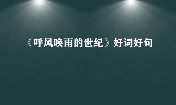 《呼风唤雨的世纪》好词好句