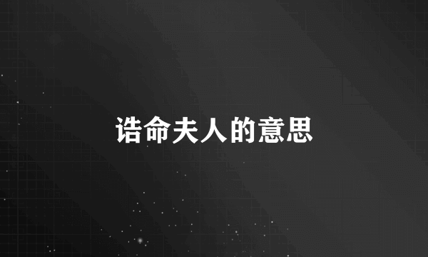 诰命夫人的意思