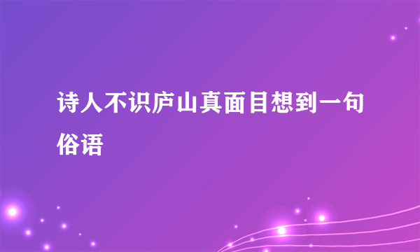 诗人不识庐山真面目想到一句俗语