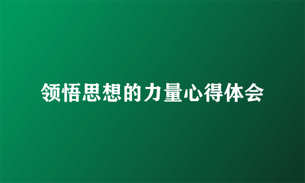 领悟思想的力量心得体会
