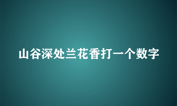 山谷深处兰花香打一个数字