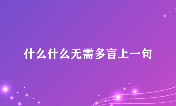 什么什么无需多言上一句