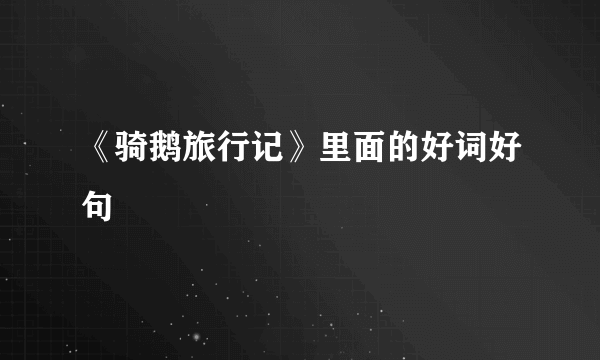 《骑鹅旅行记》里面的好词好句