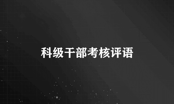 科级干部考核评语
