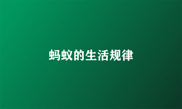 蚂蚁的生活规律