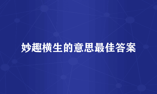 妙趣横生的意思最佳答案