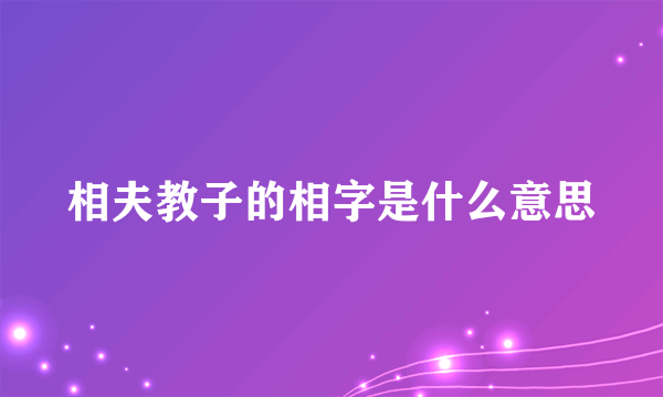 相夫教子的相字是什么意思