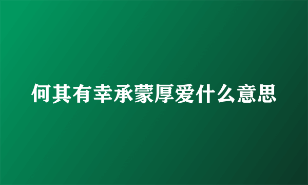 何其有幸承蒙厚爱什么意思