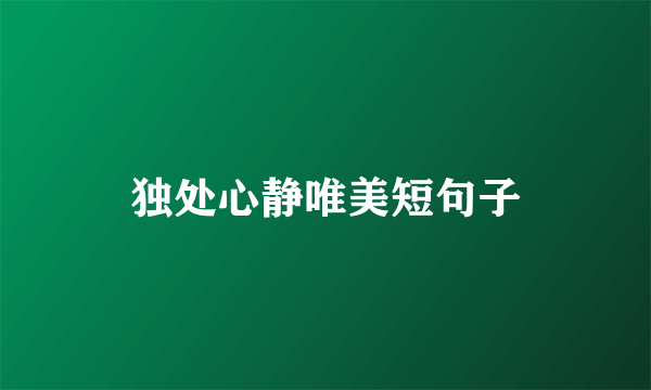 独处心静唯美短句子
