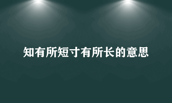 知有所短寸有所长的意思
