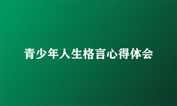 青少年人生格言心得体会