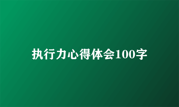 执行力心得体会100字