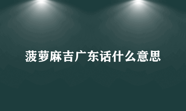 菠萝麻吉广东话什么意思