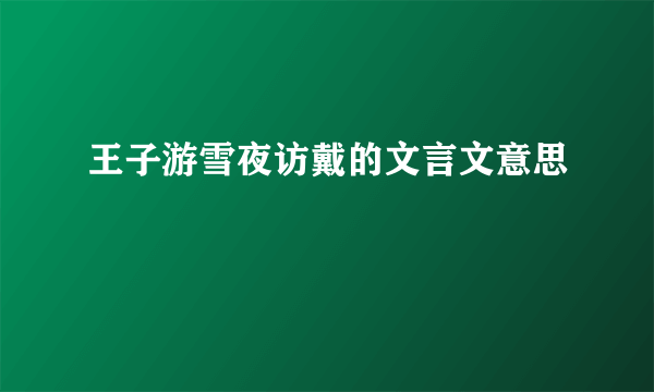 王子游雪夜访戴的文言文意思