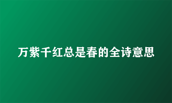 万紫千红总是春的全诗意思