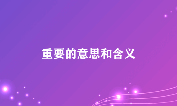 重要的意思和含义