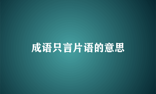 成语只言片语的意思