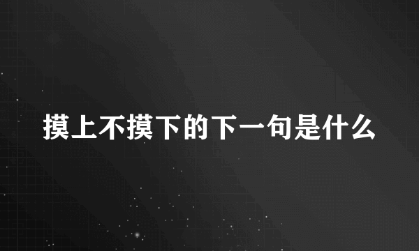 摸上不摸下的下一句是什么