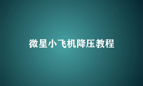 微星小飞机降压教程