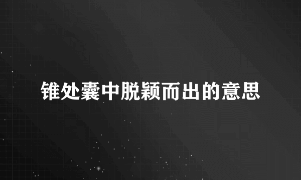 锥处囊中脱颖而出的意思