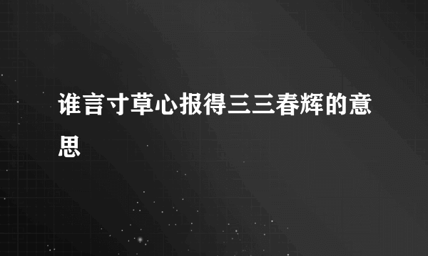 谁言寸草心报得三三春辉的意思