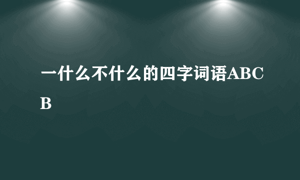 一什么不什么的四字词语ABCB