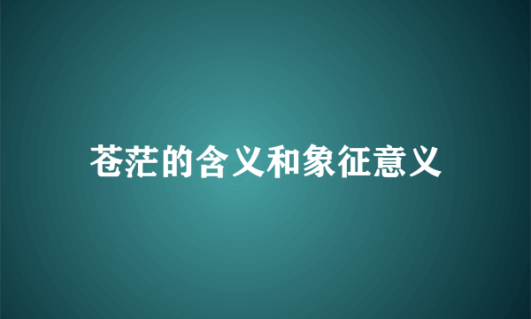 苍茫的含义和象征意义