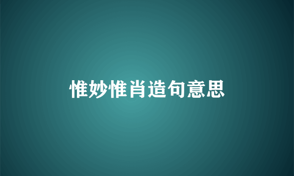 惟妙惟肖造句意思