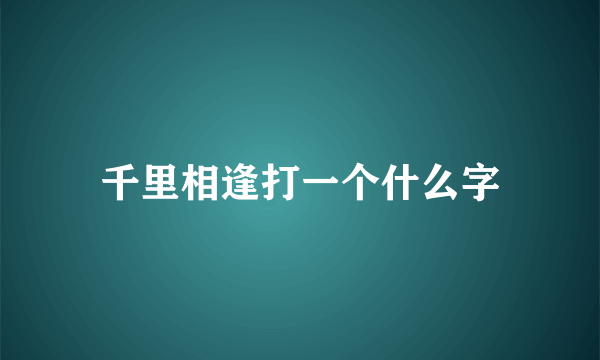 千里相逢打一个什么字