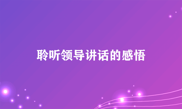 聆听领导讲话的感悟