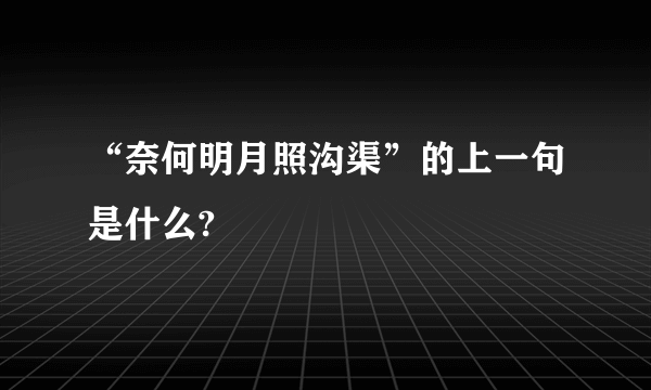 “奈何明月照沟渠”的上一句是什么?
