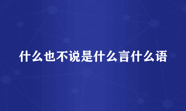 什么也不说是什么言什么语